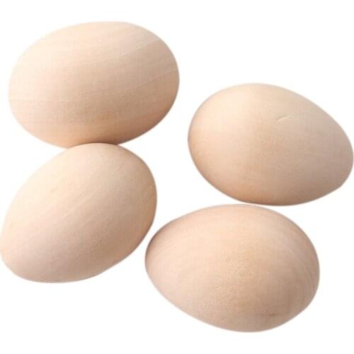 63Mm 12Pc Large Wooden Eggs Shape Diy Unfinished Wood Egg Handmade Bottom Wooden Teething Toys Nurse Gifts Baby Teether