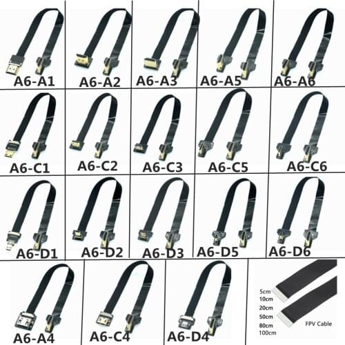 A6 FPV Micro HDMI-compatible Mini HD 90 Degree Left Down Adapter 5cm-100cm FPC Ribbon Flat HDMI Cable Pitch 20pin Plug Connector