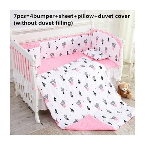 Promotion! 6/7PCS Cartoon Baby Bumper Bedding Set Cot Crib Bedding Set for girls boys cuna Quilt cover baby bed ,120*60/120*70cm