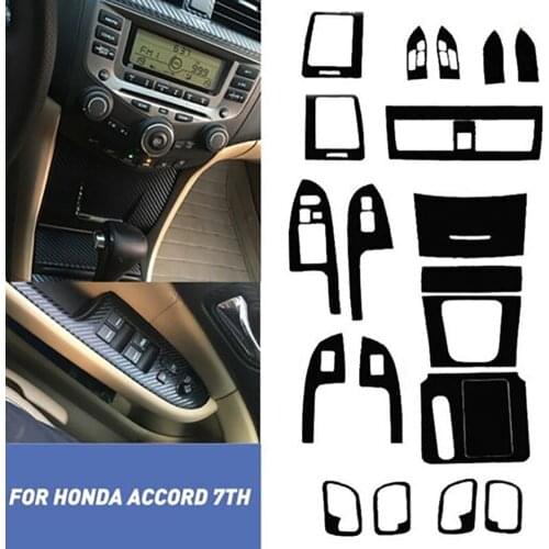 Accessory Interior Sticker Black Car Carbon Fiber For Honda Accord 7th