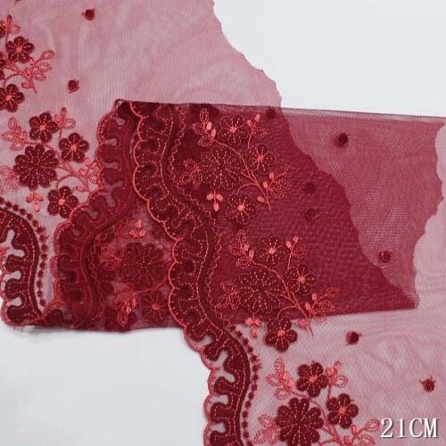28Yards Handmade Hair Accessories Red Embroidered Lace Trim Mesh Tulle Lingerie Underwear Clothes Craft Bra Dress Garter Sewing