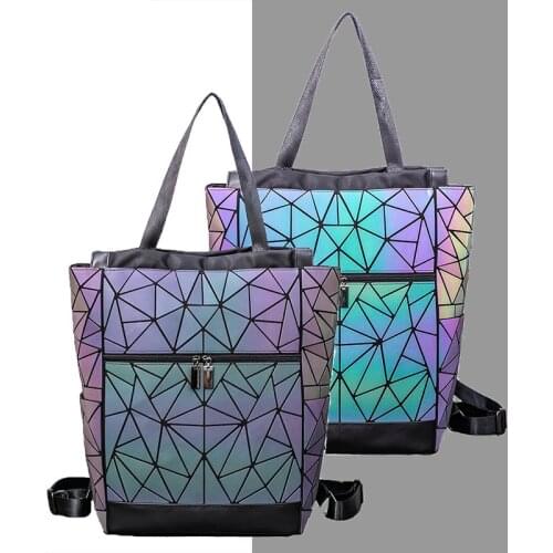 New shiny Geometric Luminous bag Sequins Female Backpack Geometric Women School Backpack For Teenage girls mochila feminina 2020