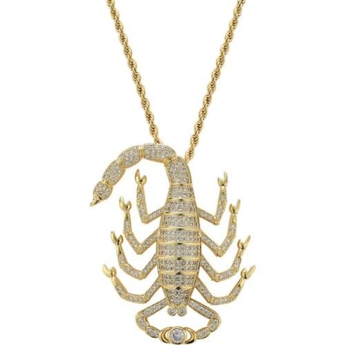 Iced Out Big Scorpion Pendant Pave Cubic Zircon Bling Hip Hop Jewelry For Men Rapper Gift Drop Shipping