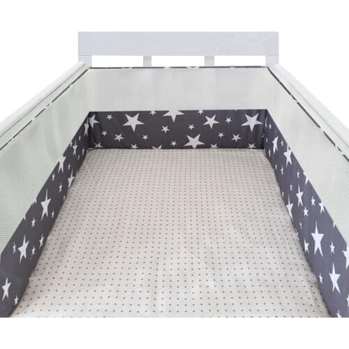 Nordic Style Crib Bumpers Cotton&Mesh Baby Bed Bumpers Clouds/Crown Pattern Newborns Cot Bedding Protectors 200*30cm One Piece