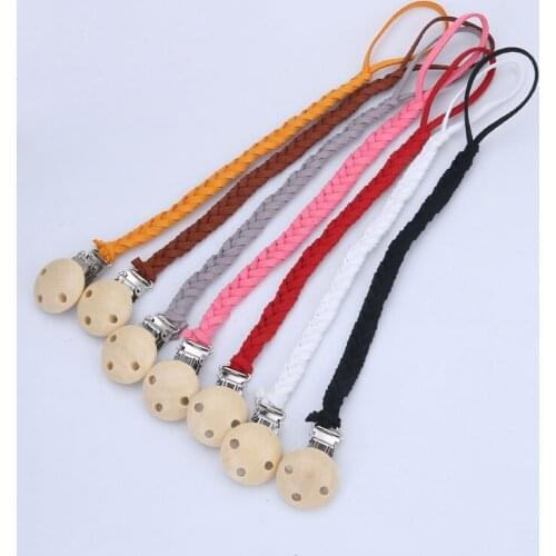 Casual Leather Braided Baby Pacifier Chain Dummy Clip Strap Soother Nipple Holder Chains For Infant Baby Newborn Feeding Care