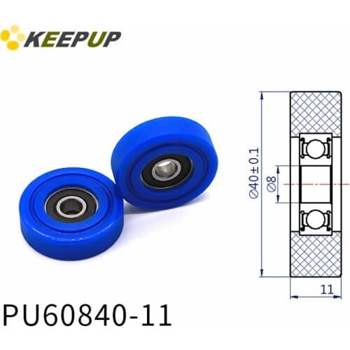 Diameter 40mm, PU polyurethane bearing ,Rubber coated soft pulley/Roller ,width 11mm