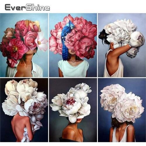 Evershine 5D Diamond Painting Flower DIY Full Square Diamond Embroidery Portrait Rhinestone Cross Stitch Mosaic Kits Home Decor