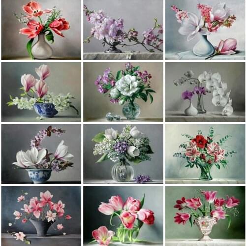 EverShine DIY Diamond Mosaic Flowers Cross Stitch Diamond Painting Full Square Vase Picture Rhinestones Hobby Gift Home Decor