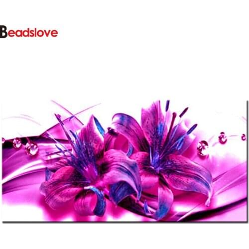 Purple lily full square round drill DIY large diamond painting puzzle 5d mosaic square embroidery diamond art home decor gift