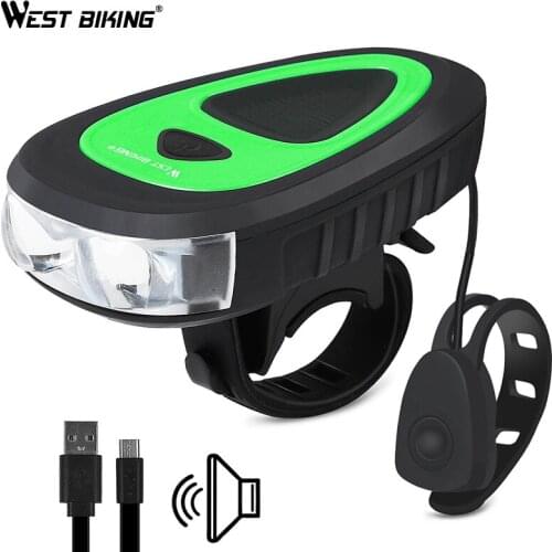 WEST BIKING Bike Light USB Rechargeable Front Light 120db Electric Horn MTB Road Bike Waterproof Headlight Bicycle Accessories