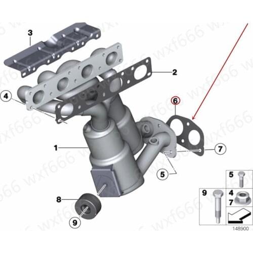 Exhaust pipe pad Interface pad Suitable for E84 E87 E90 E92 N46N 120i 320i X1 18ib mw2005-2013 Three-way catalytic converter pad