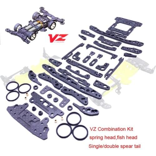 VZ/FMA Chassis Combination Kit AT Fish/Spring Head Single/Double Spear Tail Rubber/Spring Bounce Suspension Tamiya Mini 4WD Car