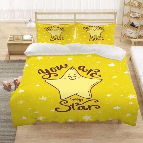 Star Geometric Bed Cover Set Cartoon Single Twin King Duvet Cover With Pillowcase Adult Child NO Bed Sheet Comforter Bedding Set