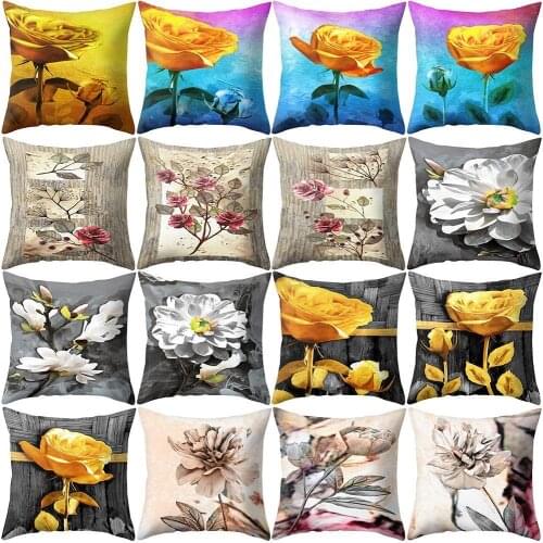 Colorful Rose Flower Leaf Cushion Cover Pillow Case Home Sofa Bed Chair Decor