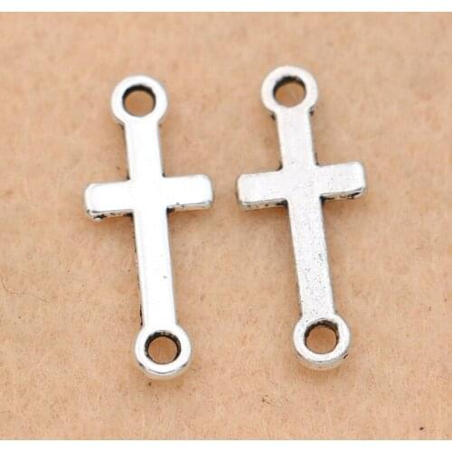 20pcs Antique Silver Plated Cross Connector Charm Pendant fit Bracelet Necklace Jewelry DIY Making Accessories 20x8mm