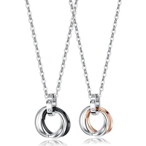 Three-ring Pendant Titanium Steel Necklace Mens Sweater Chain Couple Stainless Steel Jewelry