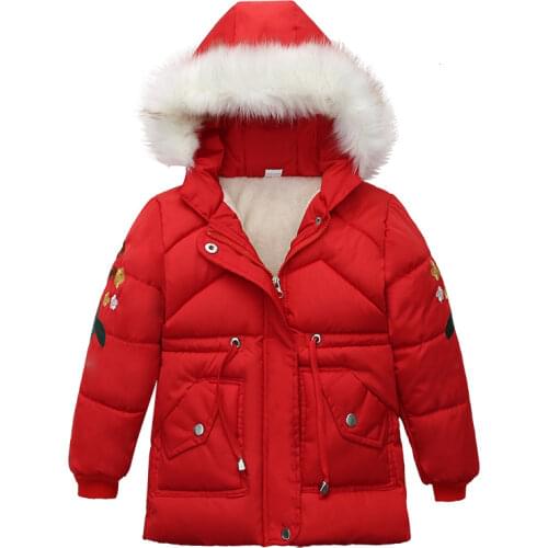 3-6 Years Girls Winter Warm Jacket 2021 New Heavy Thick Plus Velvet Hooded Coat For Kids Childrens Outdoor Travel Clothing