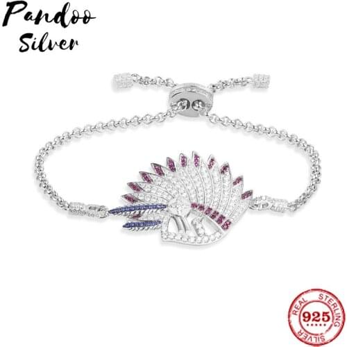 Fashion Charm Sterling Silver Copy 1:1 Copy,Adjustable Feather Headpiece Bracelet Women 2021 Luxury Jewelry Gift