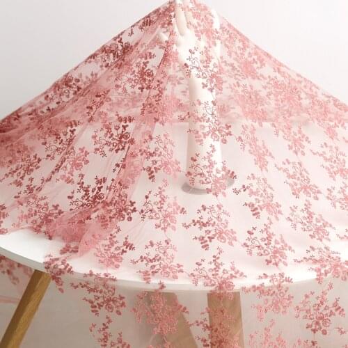 Small flower embroidery mesh lace fabric Soft yarn tulle lace fabric Wedding dress clothing materials home decoration
