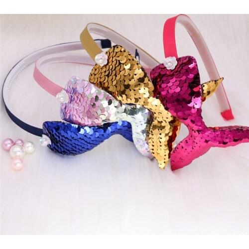 European And American Fashion Mermaid Tail Hair Hoop Handmade Colorful Sequins Reflective Hair Accessories