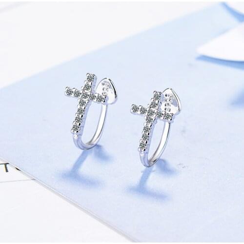 Wholesale 12 pairs Crystal Zircon Cross Clip Earrings for Women Girl Tiny Cuff Clip Earring Without Piercing Jewelry Gift