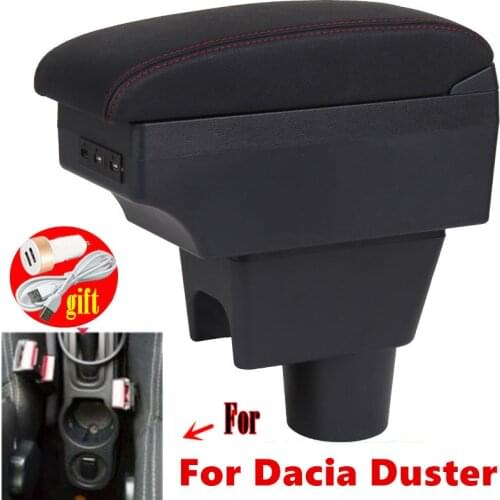 For Dacia Duster Armrest Retrofit parts Interior Storage box 3USB LED Simple installation Car Armrest box