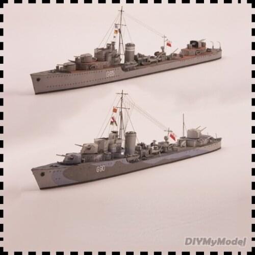 DIYMyModeI Polish destroyer lightning 1:400 DIY Handcraft Paper Model Kit Handmade Toy Puzzles