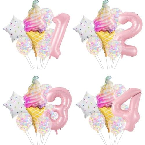 Donut Ice Cream Aluminum Foil Five-Pointed Star Balloon Baby Shower Birthday Happy Party Candy Decoration Sweet Number Happy