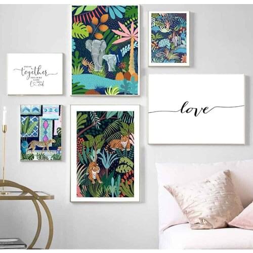 Cheetah Camel Leopard Tiger Jungle Nordic Posters and Prints Together Quote Art Canvas Painting Wall Pictures for Living Room