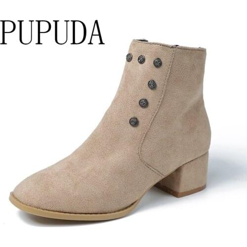 PUPUDA Platform Boots Women New Chunky High Heels Fashion Female Boots 2020 Korean Chelsea Boots Women