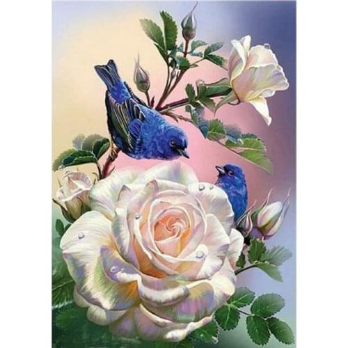Rose and bird Flower, Simple Cross Stitch Kits Needlework Embroidery Crafts 14CT Unprinted DIY Arts Handmade Home Decor
