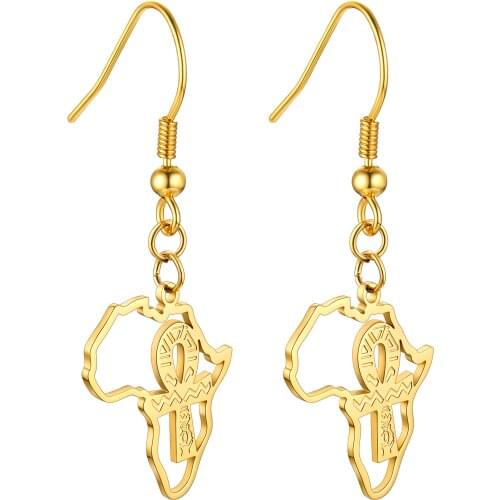 Kpop Africa Map Design Earring Drop Earring For Women Gold/Stainless Steel/Black Hypoallergenic Fashion Jewelry Gift Party