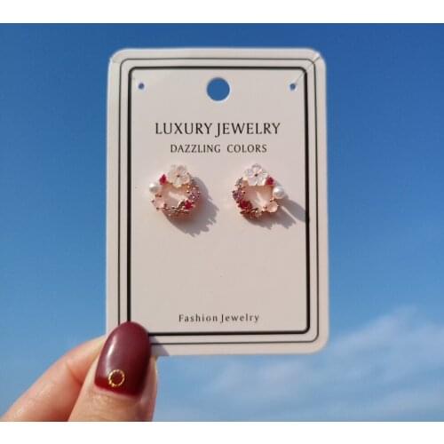 Earrings Female Japanese and Korean Wind Simple Shell Flower Personality Diamond-encrusted Flowers Sweet Stud Ear Ornaments