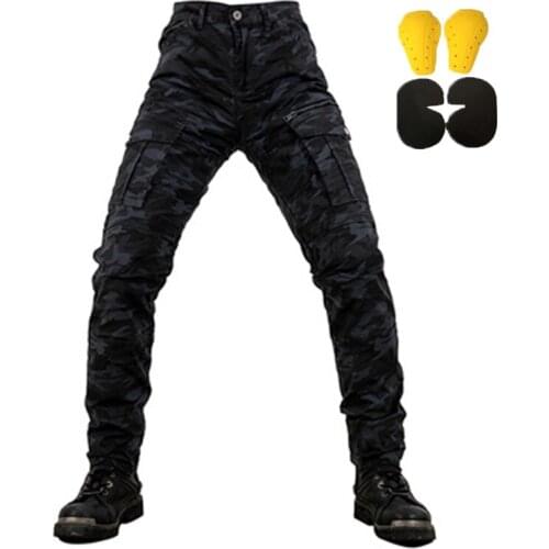 Motorcycle riding pants camouflage black windproof pants slim fit anti-drop racing pants with protective gear