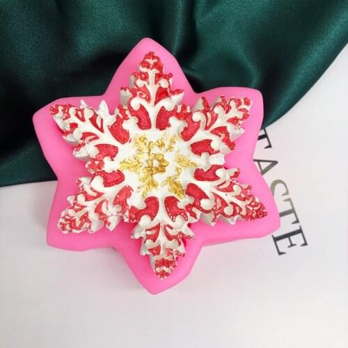 Snowflake silicone mold chocolate ice cream cake decoration Christmas soap mold resin mould cake pop moulds