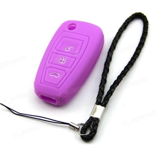 Purple Silicone Case Cover Fit For Fit Ford Fiesta Focus Mendeo Remote Flip Key 3 Button