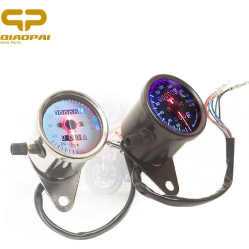 Universal Motorcycle Mechanic Speedmeter Double Meter Instrument Lcd Backlight Chrome Black for Retro Vintage Harley Scooter