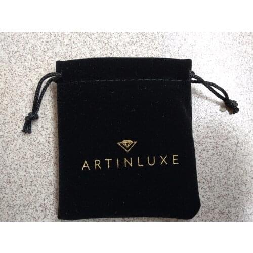 HIgh quality balck velvet jewelry bag custom 8.5*9cm velvet drawstring jewelry bracelet bags with logo