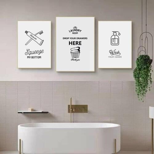 Fun Cartoon Modern Minimalist Bathroom Oil Painting Toilet Poster Decoration Painting Toilet Waterproof Canvas Mural