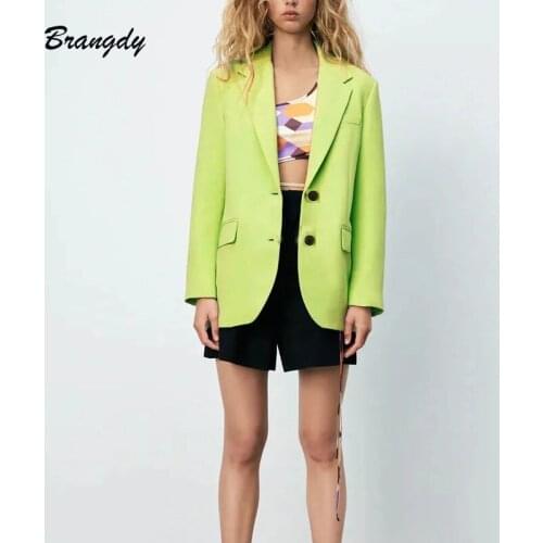 Za Women Jacket Notched Single Breasted Blazer Office Lady Suit Blazers Autumn Women Coat Casual Office Suit Female Blazer Mujer