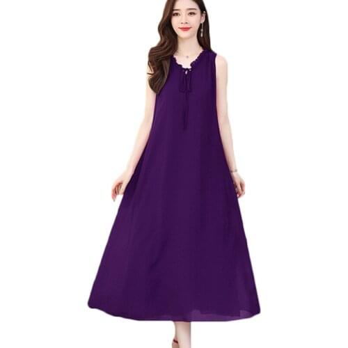 Chiffon Camisole Dress Women Sleeveless Long Modified Cheongsam Dresses Womens fashion Plus Size Pullover Dresses 4XL F1263