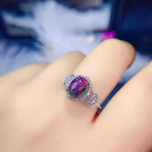 Luxurious Thick Direction Natural Multicolor Opal Ring Natural Gemstone Ring S925 Silver Women Party Gift Fine Jewelry
