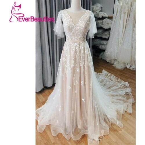 Beach Wedding Dresses Elegant Bridal Gowns Tulle Appliques A-Line платье 2021 Robe De Mariée Bohemian свадебное платье