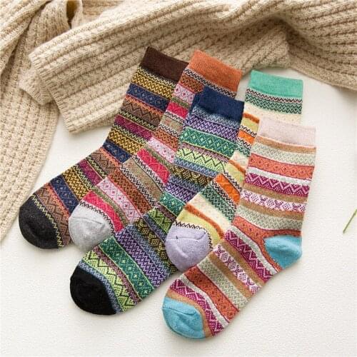 1 Pairs Womens Thick Wool Socks - Soft Warm Comfort Casual Crew Winter Socks, Multicolor