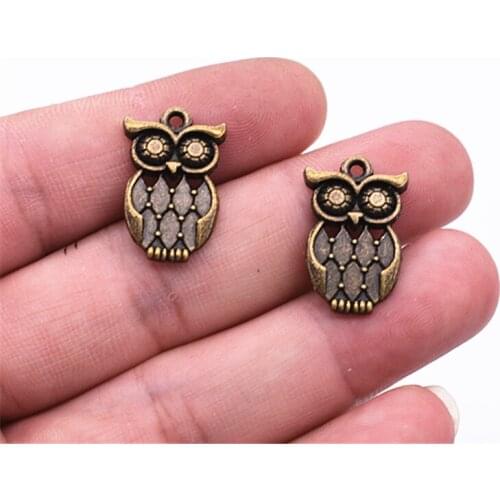 12pcs 21x13mm Antique Bronze Plated Owl Charms Pendant DIY Handmade Jewelry Accessories