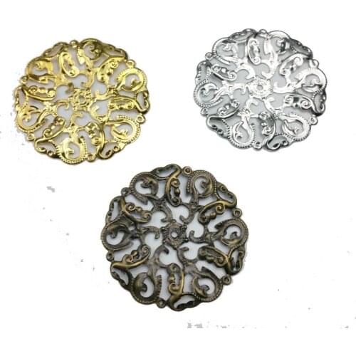 20pcs 45mm Filigree flower Wraps Metal Charms For Embellishment Scrapbook DIY Jewelry Metal Craft Wraps ear accessories