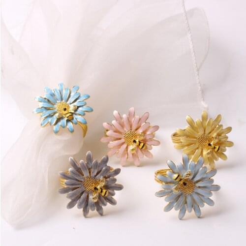 6/PCS Europeanstyle design of flower napkins buckle table decoration of napkin ring in high-end hotel