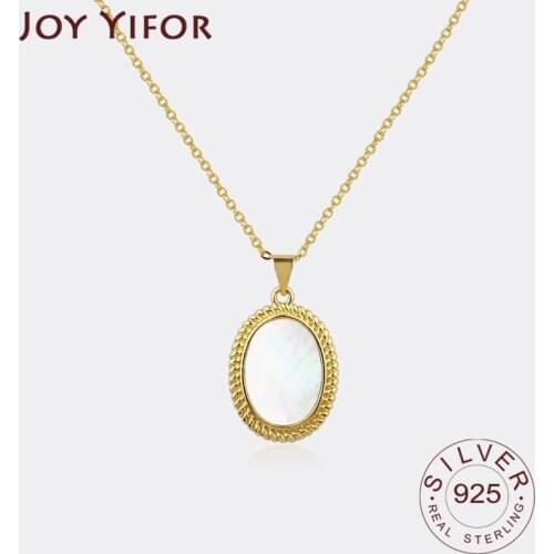 925 Sterling Silver Oval Round Necklace Round Shiny Full Zircon Long pendant Necklaces Gift For Girl Fine Accessories