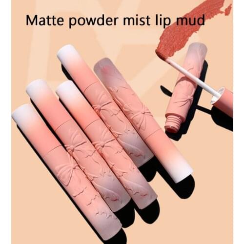 Bowknot Butterfly Matte Lip Mud Velvet Lip Glaze Non-stick Lipstick Moisturizing Lasting Comfort Full Color Makeup TSLM1