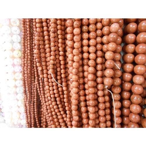 Free Shipping 4MM 6MM 8MM 10MM Nature Gold Sand Stone beads Pick Size 15"Diy Bracelet Necklace For Jewelry